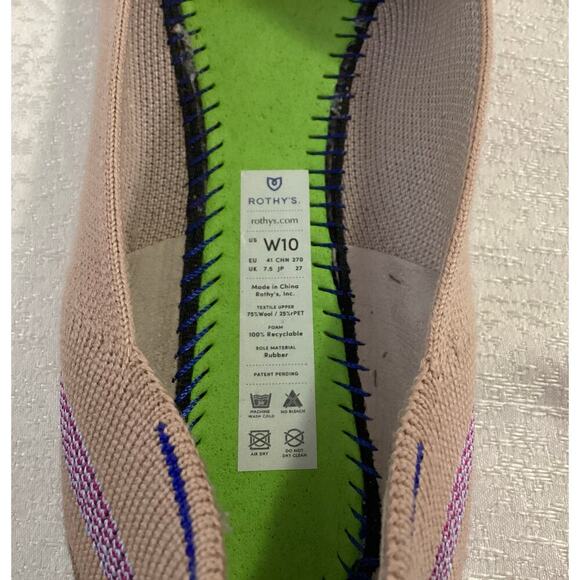 Rothys Camel Ribbon Stripe Flats Size 10 - Picture 4 of 7